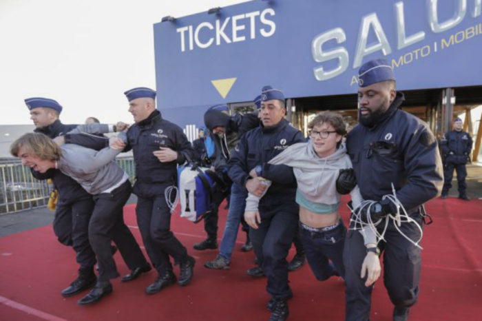 Police detain 185 climate protesters at Brussels auto show