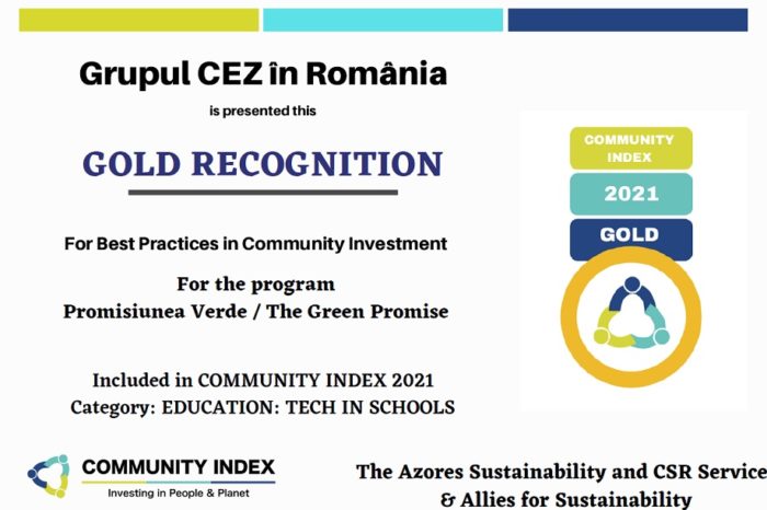 CEZ in the top of Community Index, the only competition in Romania dedicated to projects that contribute to the development of local communities