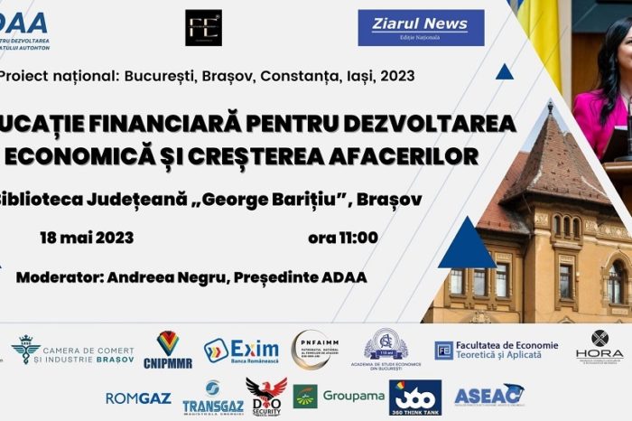"Financial education for economic development and business growth" conference to be organized in Brasov on May 18